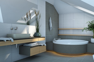 Bathroom in Grey and White Colours